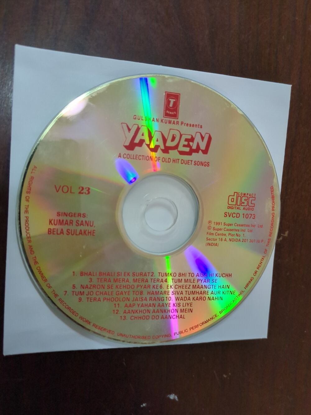 RARE Yaaden Vol 23 Hindi Bollywood Audio CD disc only